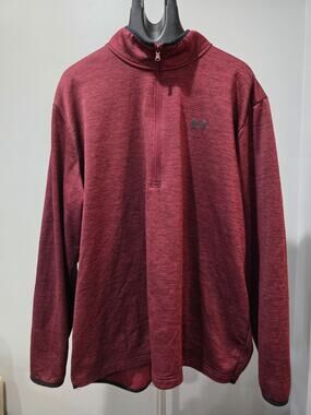 Under Armour 3XL Mens Red Heather 1/4 Zip Pullover Loose Fit Fleece Sweatshirt